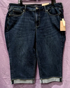 New NYDJ Marilyn Straight Crop Cuff Jeans Rolled Medium Wash Size 20WP Lift Tuck - Picture 1 of 8