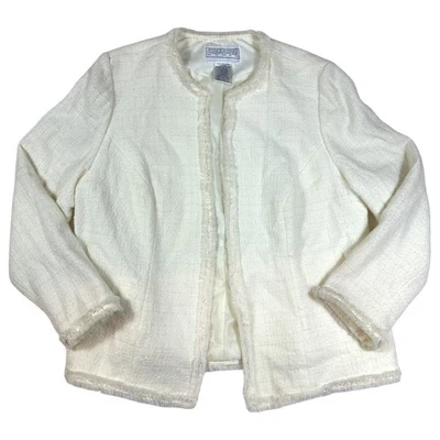 Vintage Jessica Howard White Shimmery Blazer Jacket – Size 16 (Modern 10) - Image 1 of 3