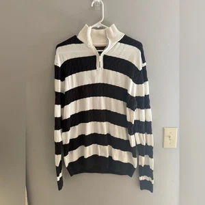 Perry Ellis Pullover High Neck Langarm Pulli Herren Gr. M Zopfmuster gestreift - Bild 1 von 7