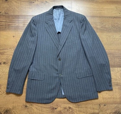 Abrigo deportivo vintage Southwick para hombre chaqueta a rayas de lana tiza talla 40R Foto 1 de 4