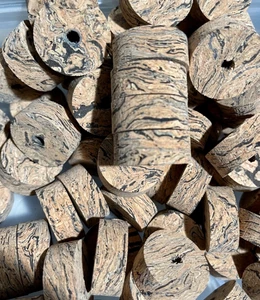 Cork Rings 100 Blue Wave Burl 1 1/4" x 1/2" x 1/4" Hole, New! - Picture 1 of 3
