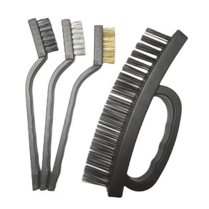 4 piece Wire Brush Set 1" Nylon, 1" Stainless Steel, 1" Brass Bristle, 6" Steel - Picture 1 of 5