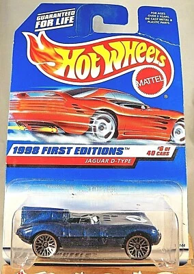 1998 Vintage Hot Wheels #638 First Editions 6/40 JAGUAR D-TYPE Blue w/Lace Spoke - Image 1 of 4