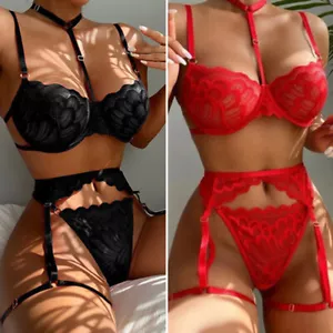 Womens Lingerie Babydoll Bra Thong Suspender Underwear Set Erotic Nightwear ц - Imagen 1 de 13