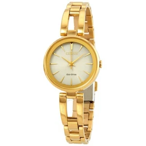 CITIZEN EM0638-50P AXIOM ECO-DRIVE CHAMPAGNE DIAL GOLD TONE WOMENS WATCH - Picture 1 of 3