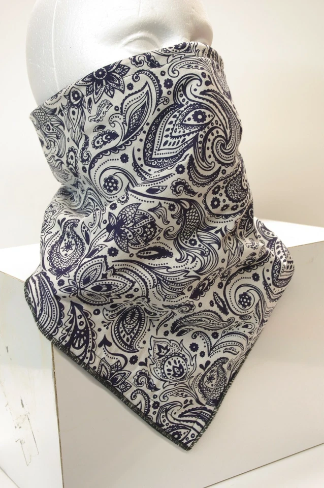 Windproof fleece Blue White Paisley lined Bandana Motorcycle Face Mask Foto 1 de 1