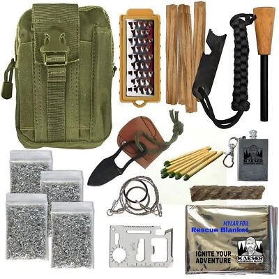 KAESER WILDERNESS SUPPLY Fire Starter Kit Fatwood Ferro Rod Survival Bushcraft Emergency