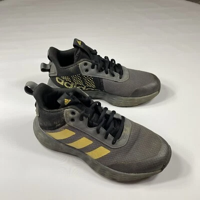 Adidas OwnTheGame 2.0 Kids Basketball Shoe Big Kid Size 4 Black Grey Gold Gray - Image 1 of 4