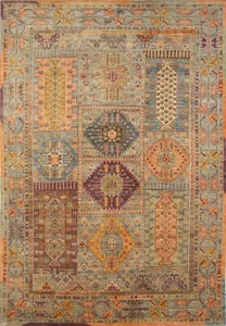 6x9 Gray Afghan Hand Knotted Veg dyes Wool Tribal Area Rug - Picture 1 of 21