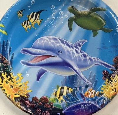 Ocean Animal Themed Party Paper Plates 9" Round - Image 1 of 2
