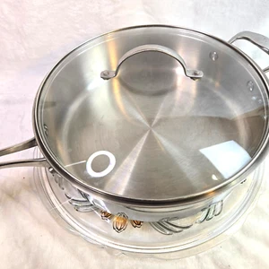 Sartén Food Network 12" acero inoxidable QQ08 utensilios de cocina con tapa - Imagen 1 de 11