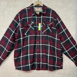 WRANGLER Red Plaid Flannel Shirt Jacket Size XL Fleece Lined NWT - Picture 1 of 8