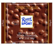 Ritter Sport, Milk Chocolate with Whole Hazelnuts (Pillow Pack), 3.5-Ounce Ba...