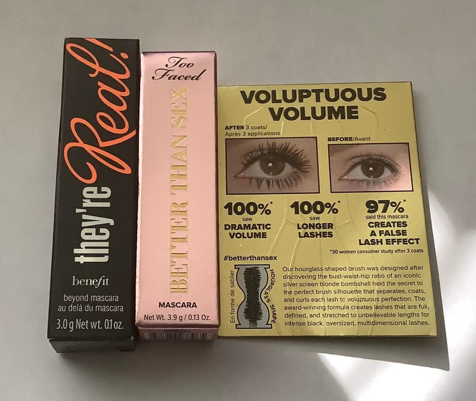 NEW IN BOX, BENEFIT THEY'RE REAL! & TOO FACED BETTER THAN SEX MASCARAS MINI SIZE - Image 1 of 1