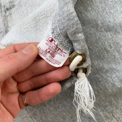 Calça com capuz vintage anos 70 Champion tecido reverso cinza cor única em branco RARA - Imagem 1 de 4