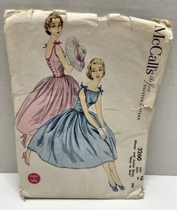 Vintage 1955 McCalls Sewing Pattern #3260 Sun Party Dress Size 16 - Picture 1 of 4