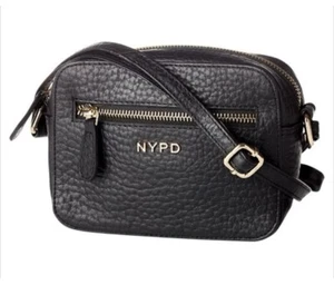 Borsa a tracolla in pelle nera NYPD New York design portatile tracolla regolabile - Foto 1 di 12
