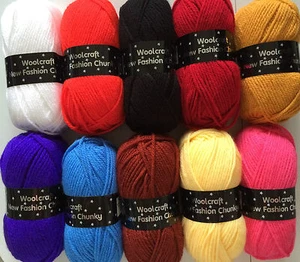 Woolcraft New Fashion Chunky Hand Knitting Wool 1x100grm ball Various Colours - Picture 1 of 35