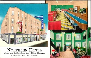 FORT COLLINS COLORADO NORTHERN HOTEL MULTI VIEW VINTAGE LINEN POSTCARD - Picture 1 of 2