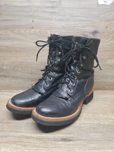 JUSTIN BOOTS Lace-up Work Boots Black Plain Toe Size 8.5B L250 10561446 - Picture 1 of 21