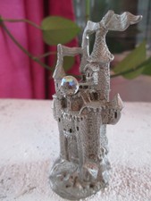 Vintage Pewter Castle With Crystal Ball Marked 1985