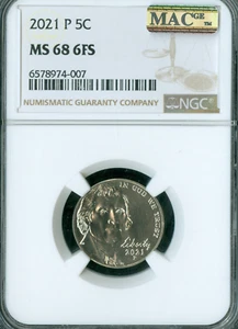 2021 P JEFFERSON NICKEL NGC MS68 6FS PQ 2nd FINEST GRADE & SPOTLESS * - Picture 1 of 2