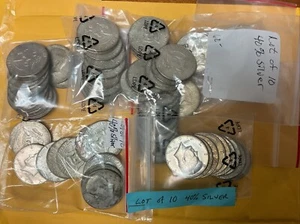 KENNEDY HALF DOLLAR 40% SILVER 1965-69 LOT OF 10 COINS PER BAG - Picture 1 of 2