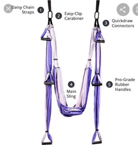 Aerial Yoga Swing Sling Hammock Strap Anti-Gravity Inversion Trapeze Purple ๐ - Picture 1 of 1