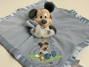 Disney Store Mickey Mouse Round The Garden Blue Plush Baby Security Blanket Toy - Picture 1 of 7