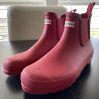 Hunter Wfs2008rma Red Rubber Slip On Chelsea Ankle Rain Boots Womens Size 10