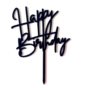 Kuchenstecker Cake Topper Happy Birthday Blumenstecker schwarz Kuchendeko Torte - Bild 1 von 3