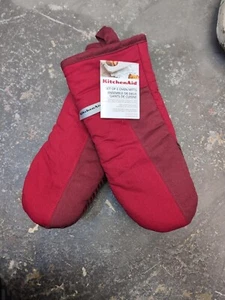 Kitchen Aid Set of 2 Oven Mitts Textured Silicone EasyGrip Comfortable Durable - Picture 1 of 2
