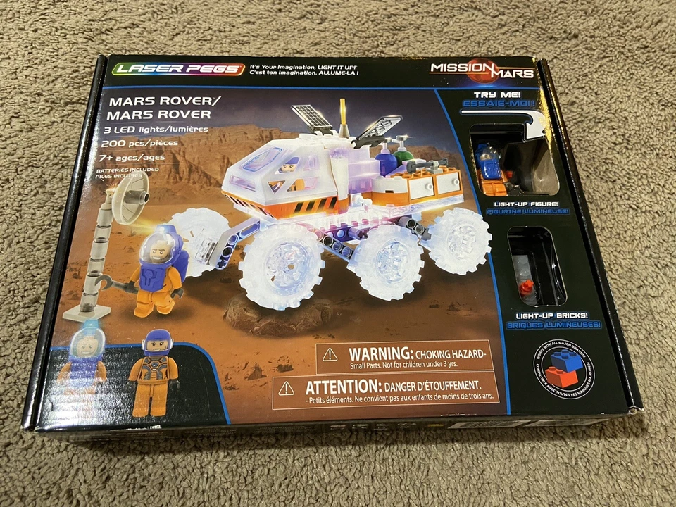 Laser Pegs LED Light-up Blocks Playset Mission Mars Rover 200 Pcs 18002 NRFP