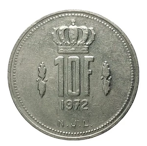 Luxembourg 10 Francs 1972 Nickel Coin Jean Grange Duke FREE DELIVERY I157 - Picture 1 of 4