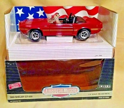 SHELBY GT 500 1969 CONV 1:18 ERTL AMERICAN MUSCLE OURO VERMELHO PRETO 7350 428 COBRA. - Imagem 1 de 4