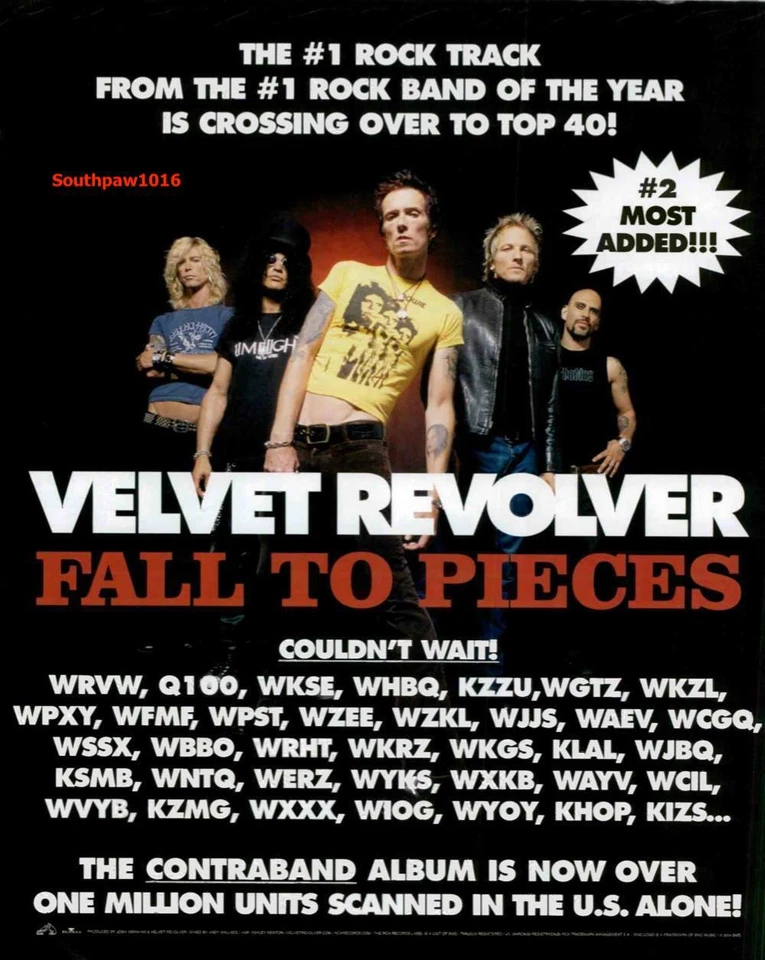 2004 Velvet Revolver "Fall To Pieces" Release Music Industry Promo Reprint Ad - Image 1 of 1