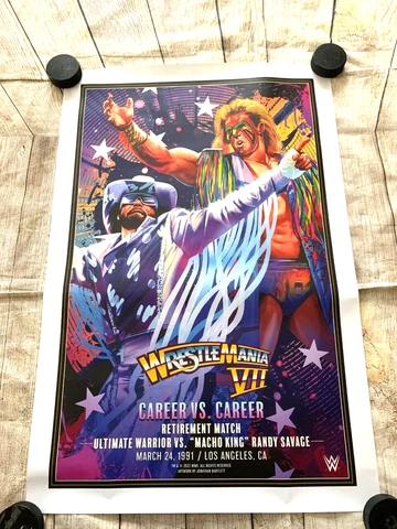 WrestleMania VII ULTIMATE WARRIOR MACHO MAN Legendary Moments Art Poster LE 300 Cover