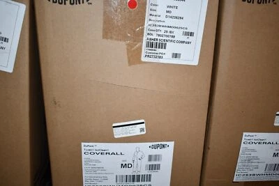 Case of 25 NEW DuPont Tyvek Isoclean Series 253 Coveralls IC253BWHMD0025CS Size  - Image 1 of 3