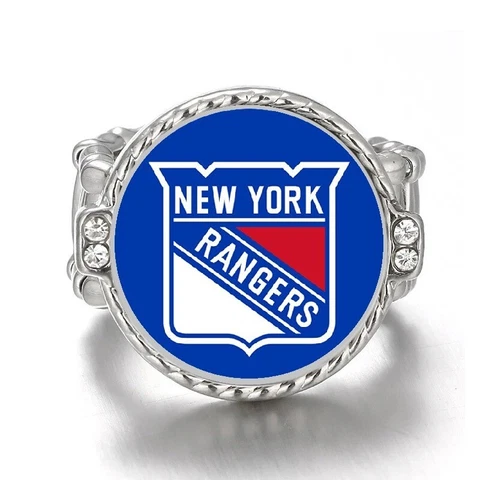 New York NY Rangers Silver Women's Crystal Accent Ring Fits All Sizes D12 Cover
