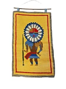 Vintage Handmade Native Kachina Yarn Needlepoint Wall Hanging - Picture 1 of 15