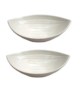 Boat Sahped Serving Bowl | 9.1 Inch| White| Set of 2 - Picture 1 of 4