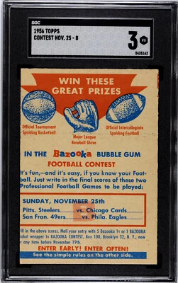 1956 TOPPS FOOTBALL CONTEST NOV. 25 B SGC 3 435162 - Image 1 of 2