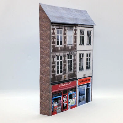 SCALEMODELBUILDINGS.CO.UK Card Low Relief N Gauge Building Shops 1/148 Scale 4mm model railway C54
