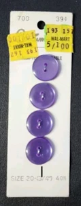 Vintage Costumakers 4 Lavender Two Hole Flat Buttons on Original Card - Picture 1 of 2