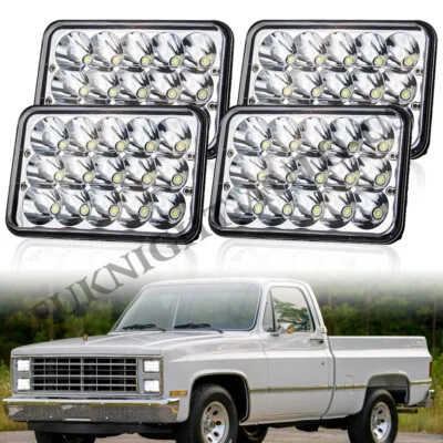 Faros LED cromados altos/bajos 4 piezas 4x6" para camioneta Chevy C10 1980-1986 C20 Foto 1 de 4