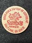 Salt Lake, S. State, UT SAMBO?S Good For Cup Coffee, Trade Token Wooden Nickel??