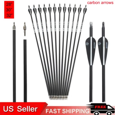 28/30/32''OD 7.8mm Carbon Arrows Shoot Practice Archery For Compound/Recurve Bow - Image 1 of 4