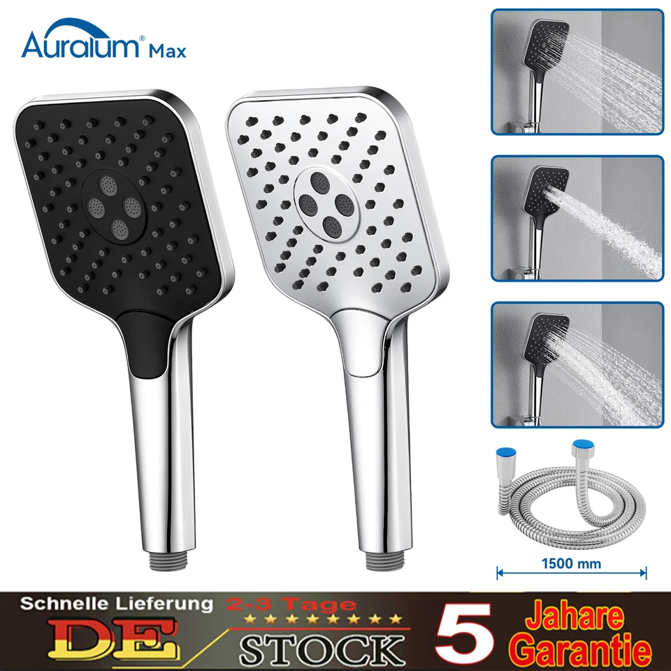 Duschkopf Handbrause Hochdruck Duschbrause Wassersparend mit 1.5m Schlauch 3Modi - Bild 1 von 1
