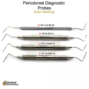 4Pcs Dental Examination Probes William Color Depth Measuring Double Ended Probes - Picture 1 of 5