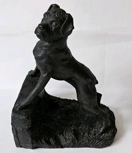 Heredities L Spouse Boxer Dog Book End Black Colour Resin Signed - Picture 1 of 20